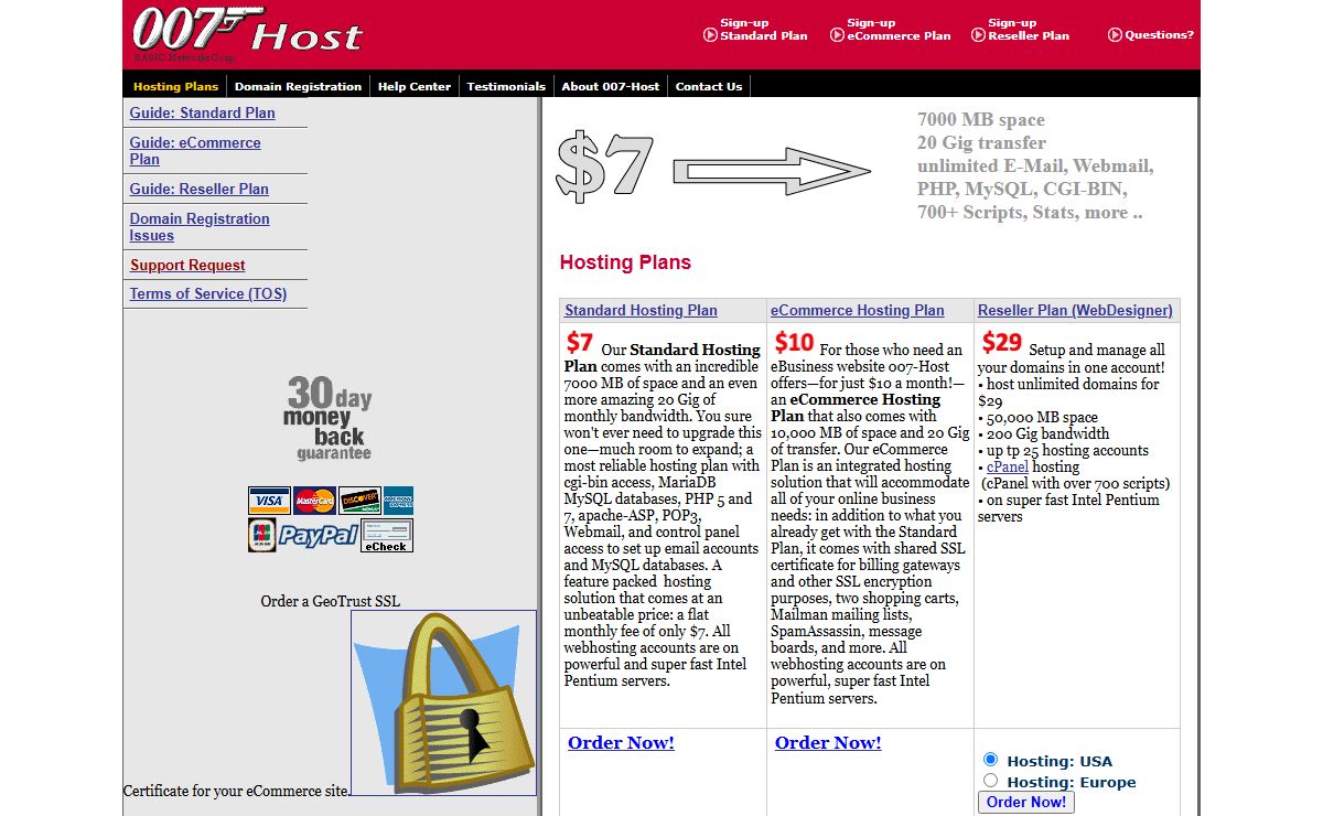 $7 Hosting: 7000 MB Hosting Plans - Your eCommerce Host