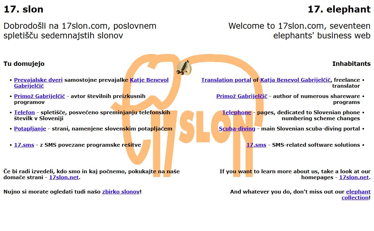 Sedemnajsti slon.com - Seventeenth Elephant.com