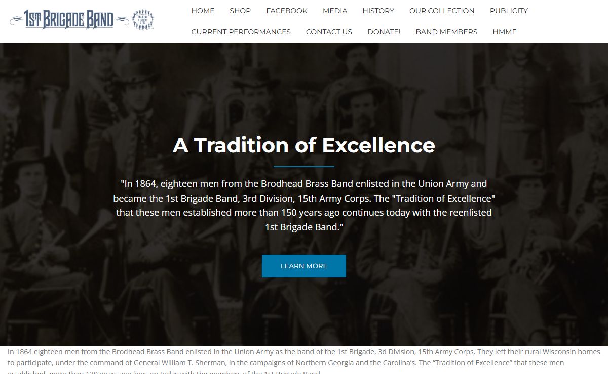 1stbrigadeband website – "Making History Live"