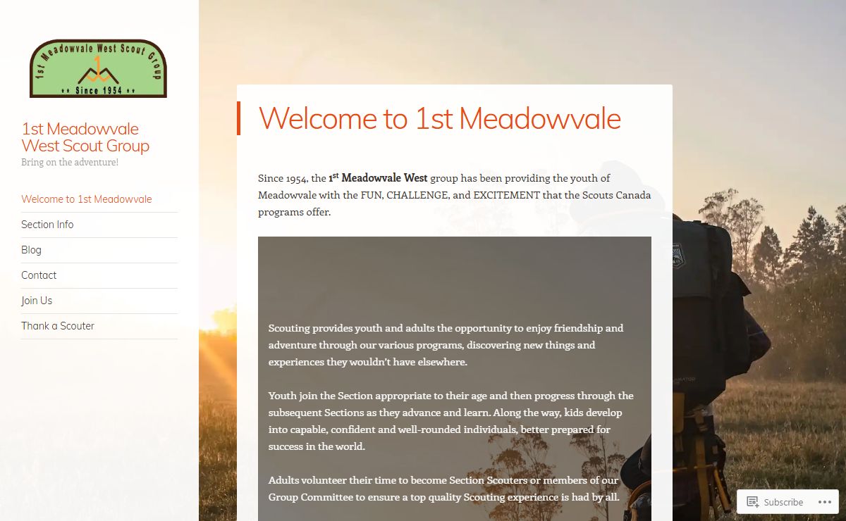 1st Meadowvale West Scout Group – Bring on the adventure!