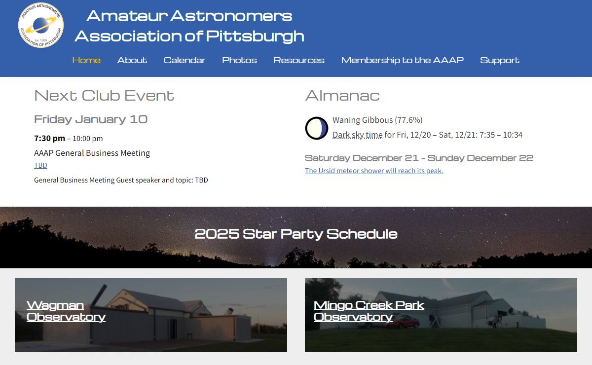 Amateur Astronomers Association of Pittsburgh – Your Bridge to the Stars