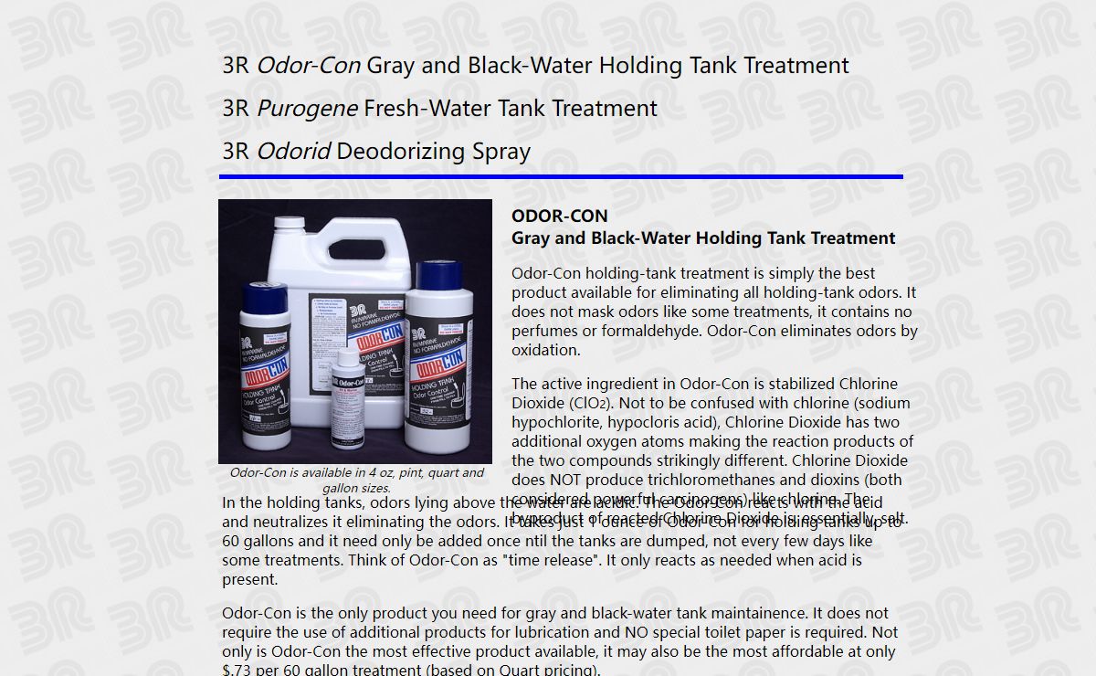 3R RV and Marine Holding Tank and Fresh Water Treatment