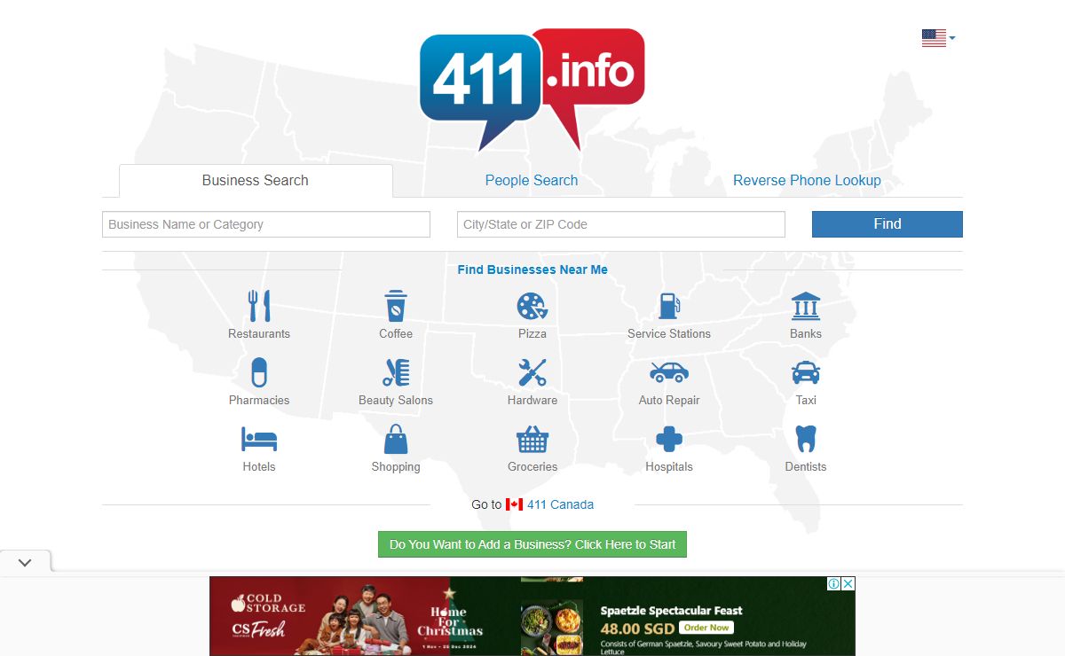 411 - U.S. Local Businesses, People, Reverse Phone Lookup