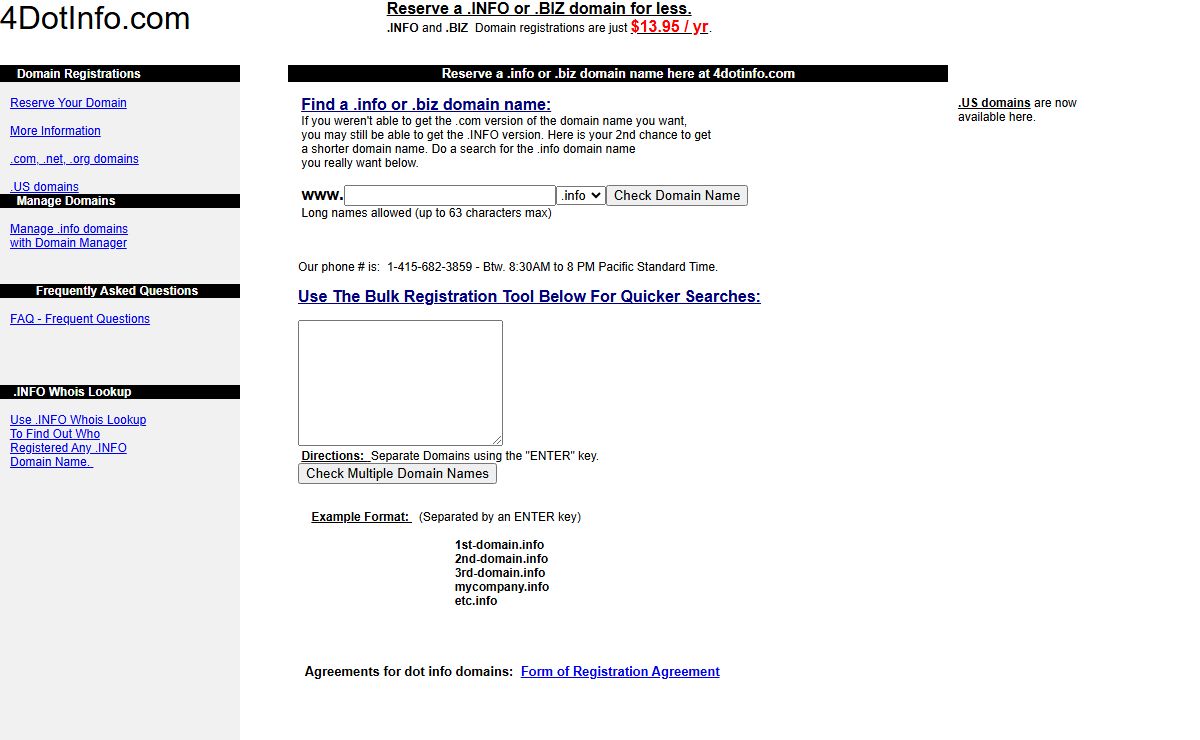 4 Dot Info - Reserve a .info domain