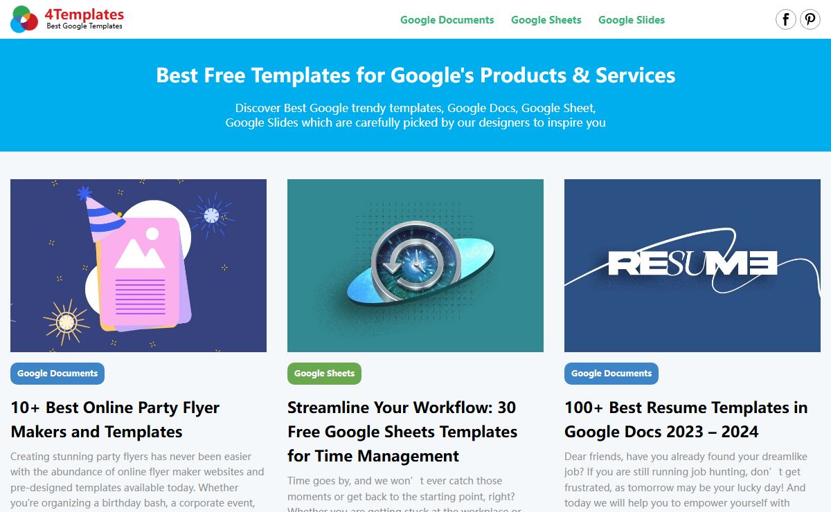 Google Docs, Slides, Sheets and Products resources | by 4Templates