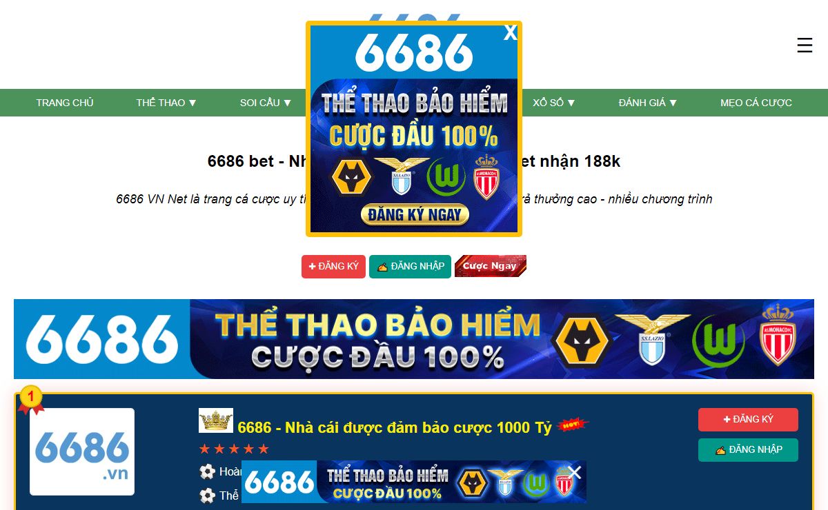 6686 bet - Trang cá cược uy tín - Đăng ký 6686bet nhận 188k