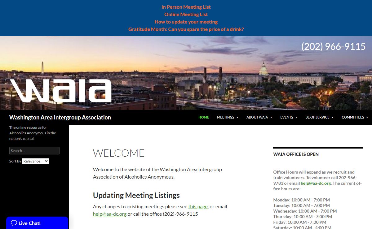 Washington Area Intergroup Association | The online resource for Alcoholics Anonymous in the nation's capital.