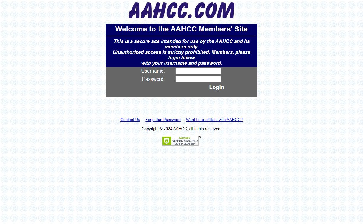 AAHCC Members' Site