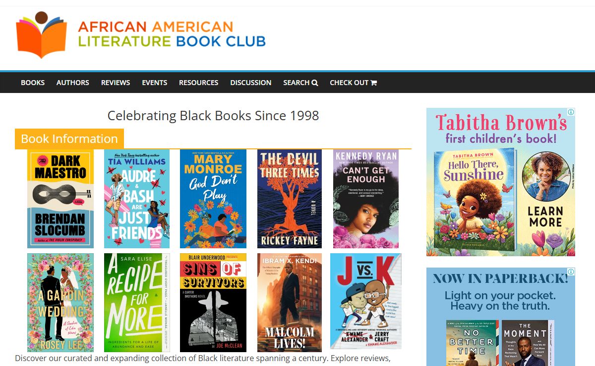 Celebrating the Best African American Books and Authors, Home of the African American Literature Book Club