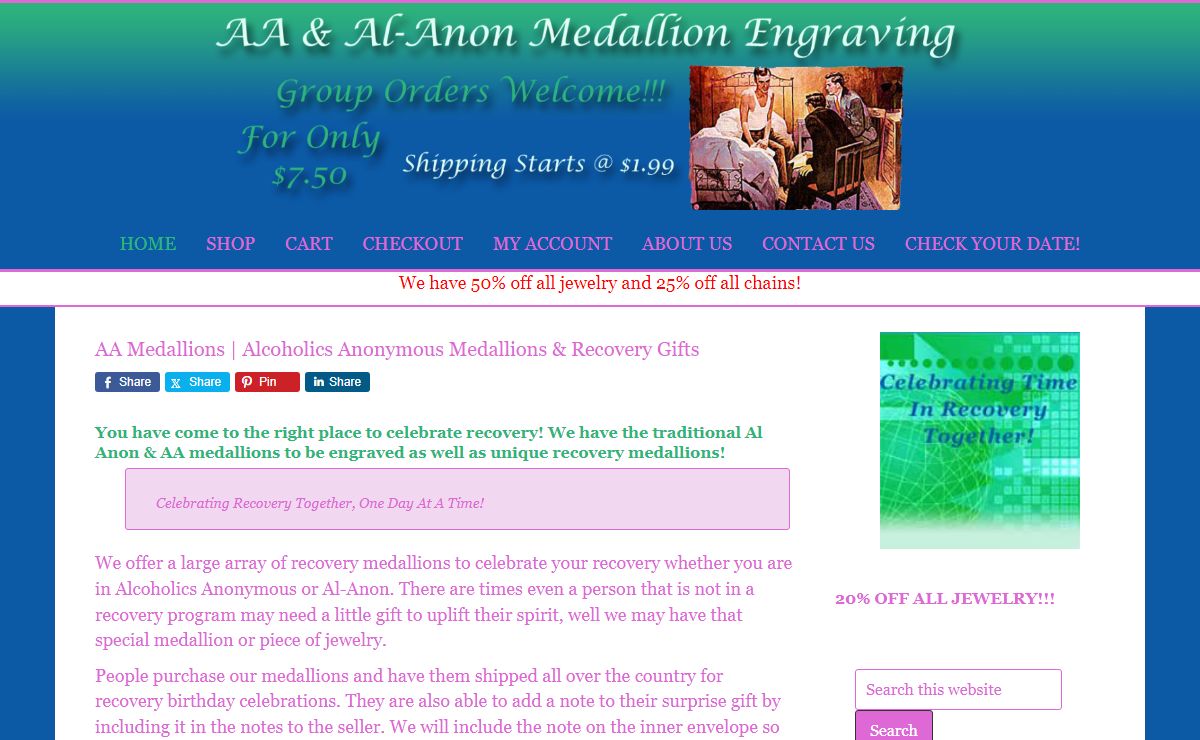 Alcoholics Anonymous AA Medallions & Al-Anon Medallions Engraved $7.50 – Celebrating Recovery Together!!!