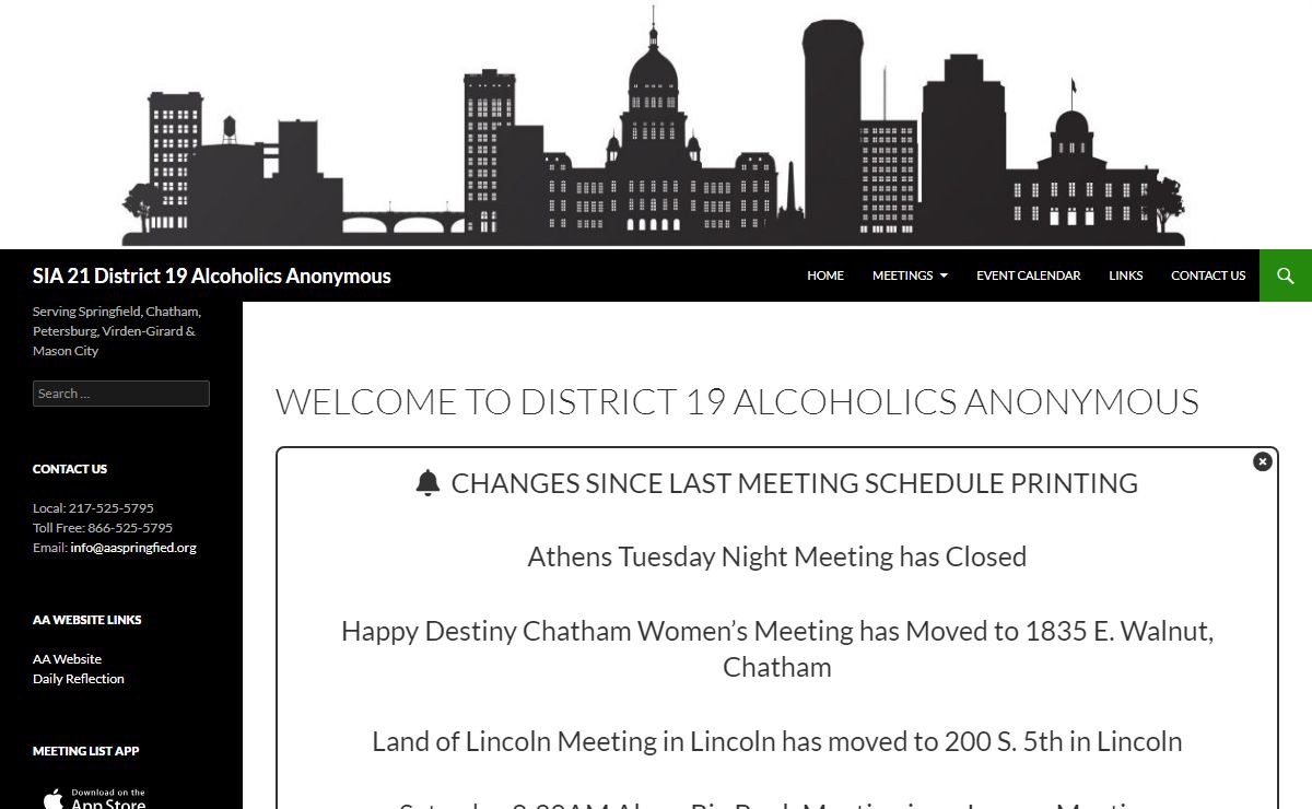 SIA 21 District 19 Alcoholics Anonymous | Serving Springfield, Chatham, Petersburg, Virden-Girard & Mason City