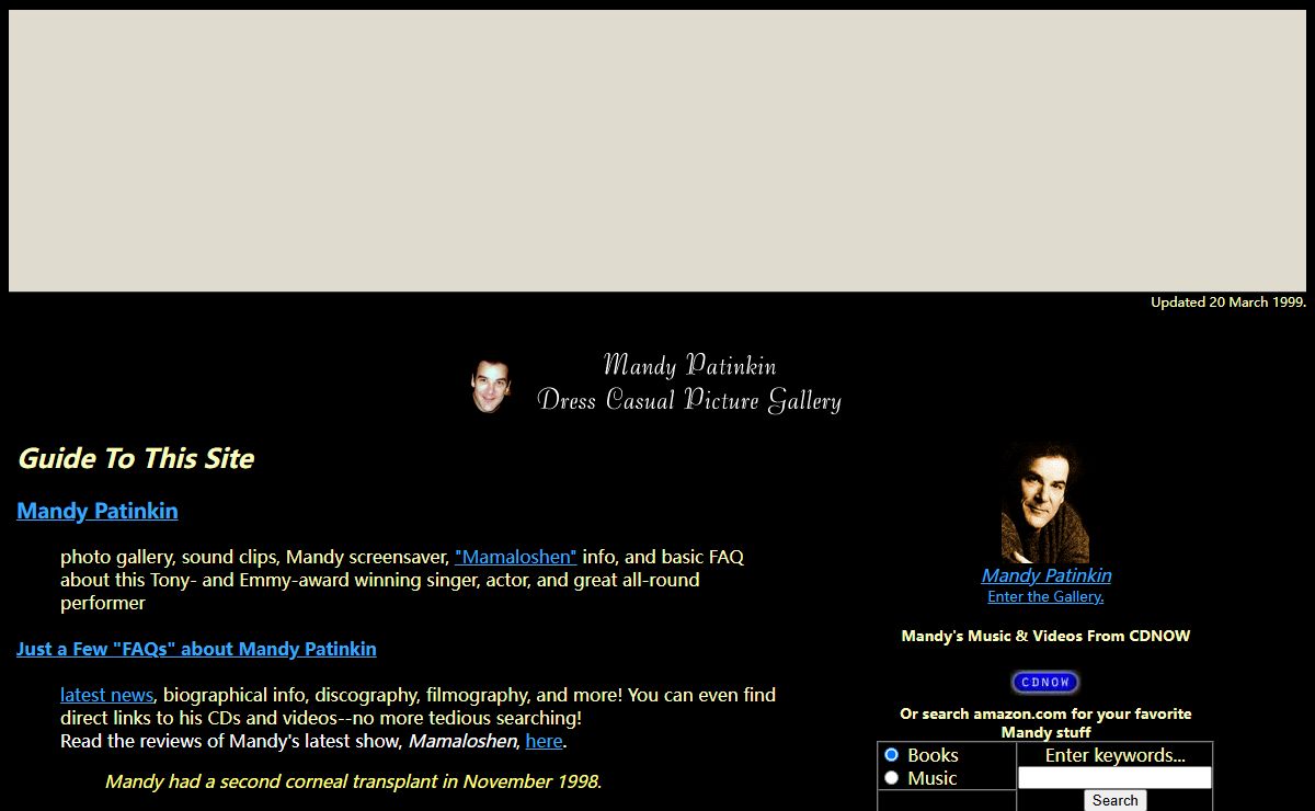Mandy Patinkin: Dress Casual, a Picture Gallery, Index