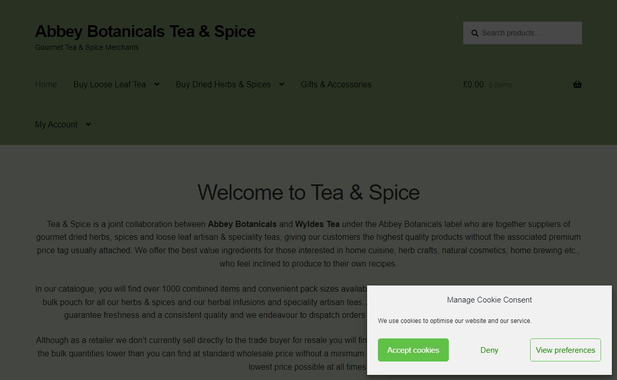 Buy Gourmet Herbs, Spices & Speciality Teas online at Abbey Botanicals Tea & Spice