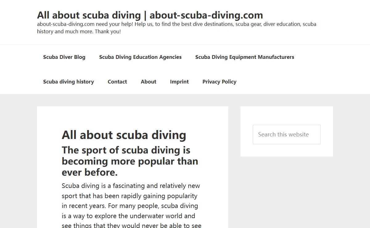 All about scuba diving | about-scuba-diving.com – about-scuba-diving.com need your help! Help us, to find the best dive destinations, scuba gear, diver education, scuba history and much more. Thank you!