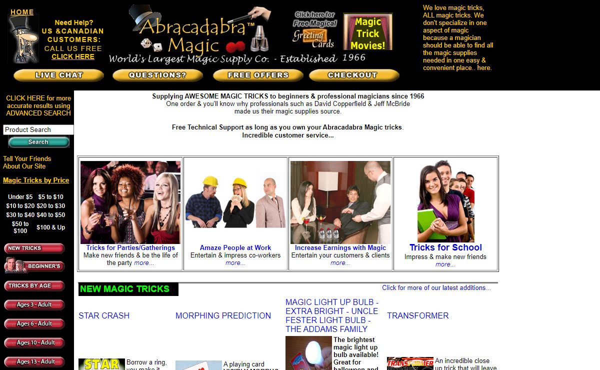 Magic Tricks for Beginners - Professionals - AWESOME Magic Tricks - Magic Supply - Magic Shop - Huge selection of magic supplies since 1966