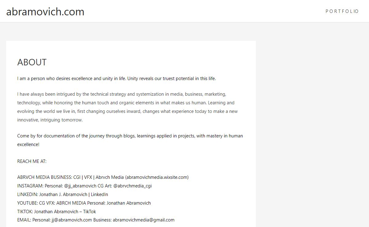 abramovich.com – Entrepreneur ˚ Value Creator ˚Visual Effects Artist ˚ Filmmaker ˚