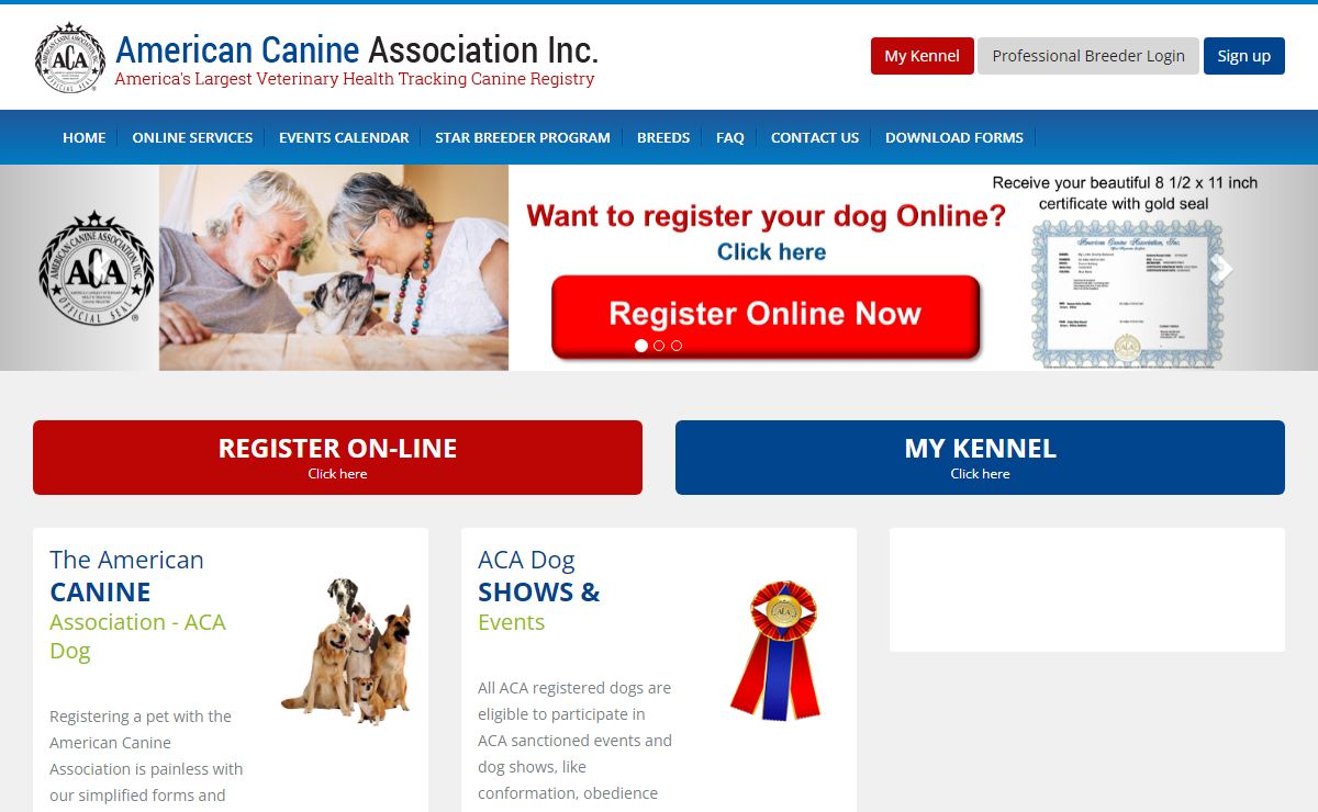 ACA Dog - The American Canine Association - ACA Home Page