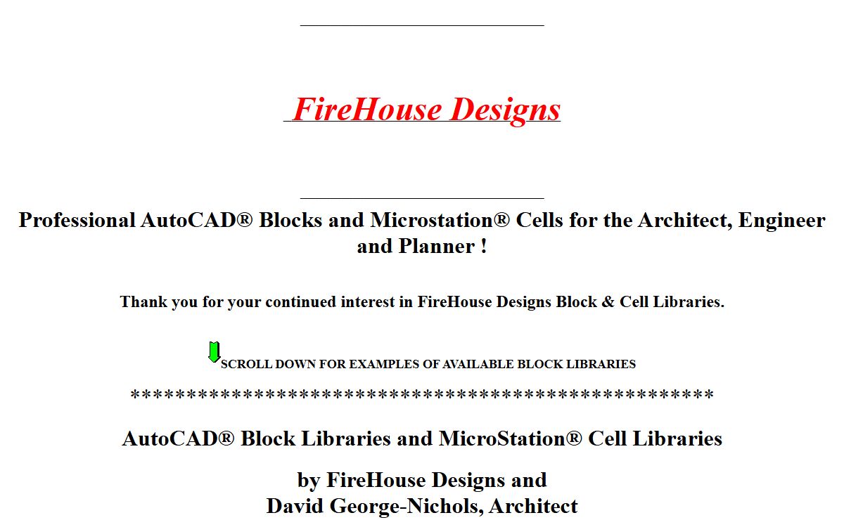 AutoCAD Block Libraries FireHouse Deisgns David George-Nichols, Architect