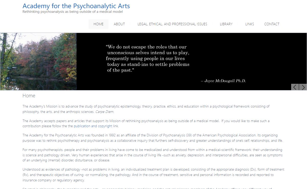 Academy for the Psychoanalytic Arts | Rethinking psychoanalysis as being outside of a medical model