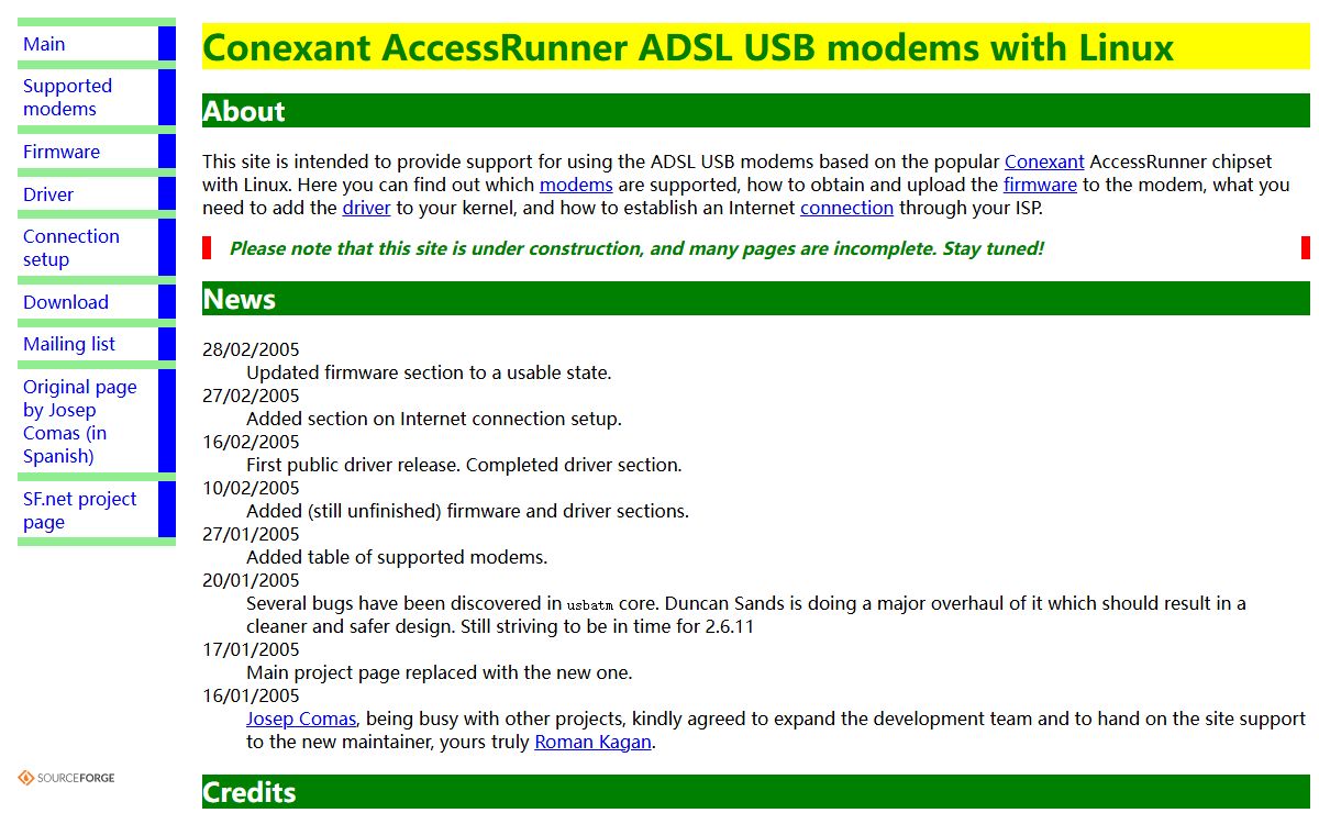 Conexant AccessRunner ADSL USB modems with Linux