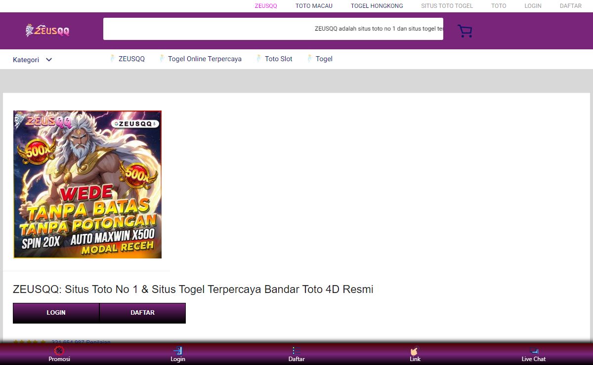 ZEUSQQ: Situs Toto No 1 & Situs Togel Terpercaya Bandar Toto 4D Resmi