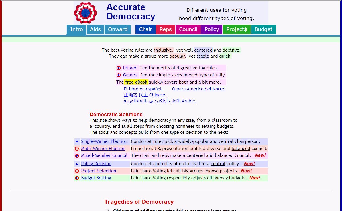 Accurate Democracy Voting Rules