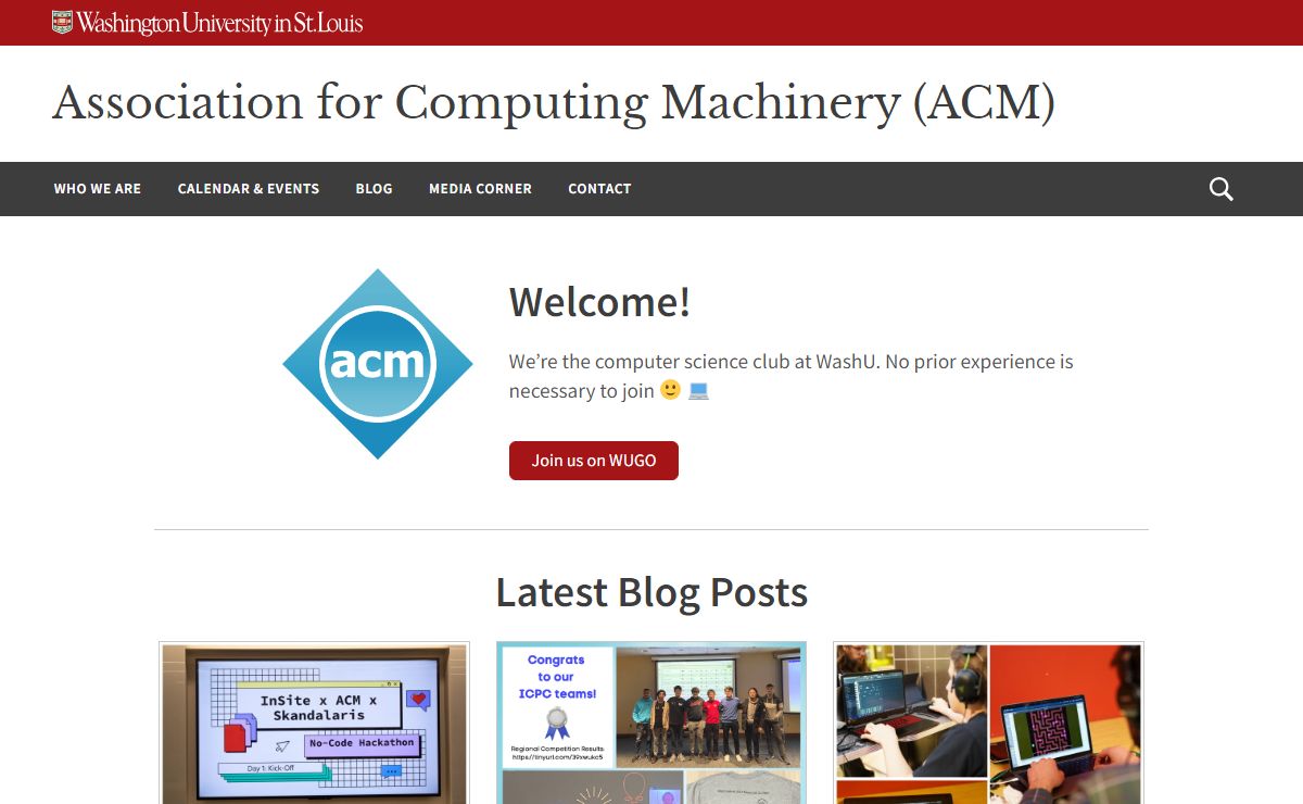 Home | Association for Computing Machinery (ACM) | Washington University in St. Louis