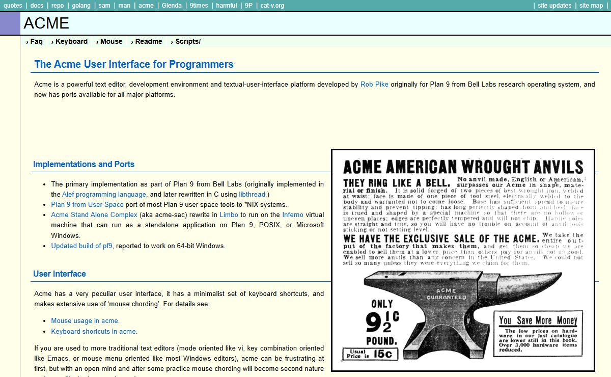 The Acme User Interface for Programmers