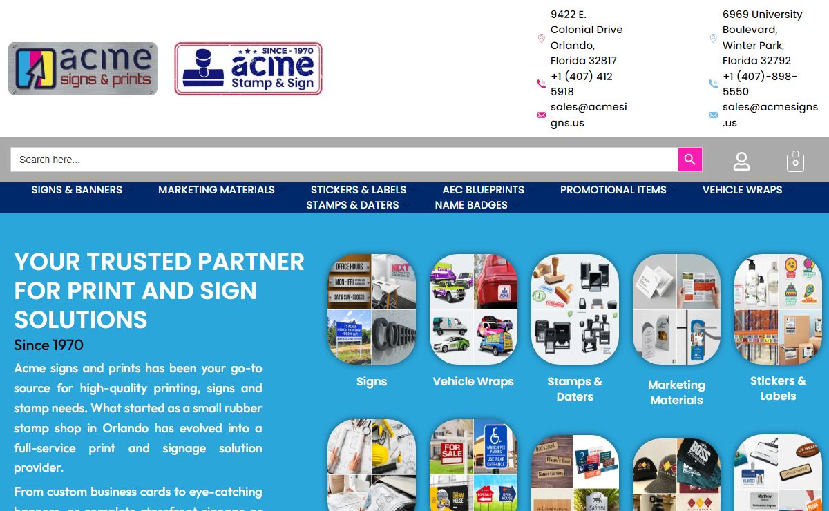 Custom Signs, Graphics & Printing Shop in Florida - ACME