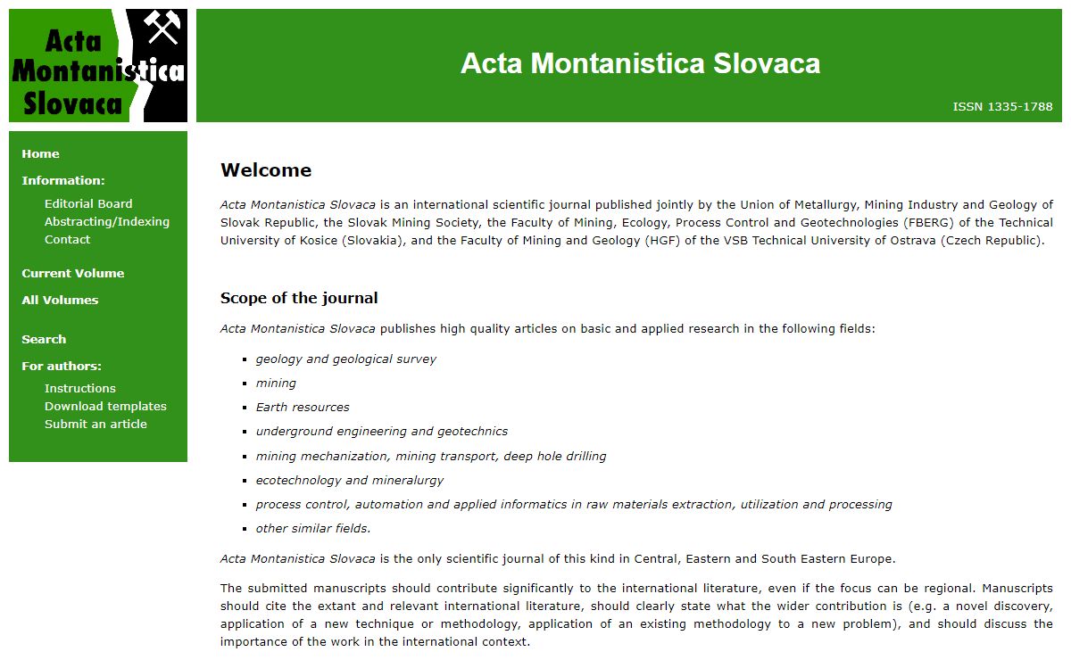 Acta Montanistica Slovaca -- international scientific journal
