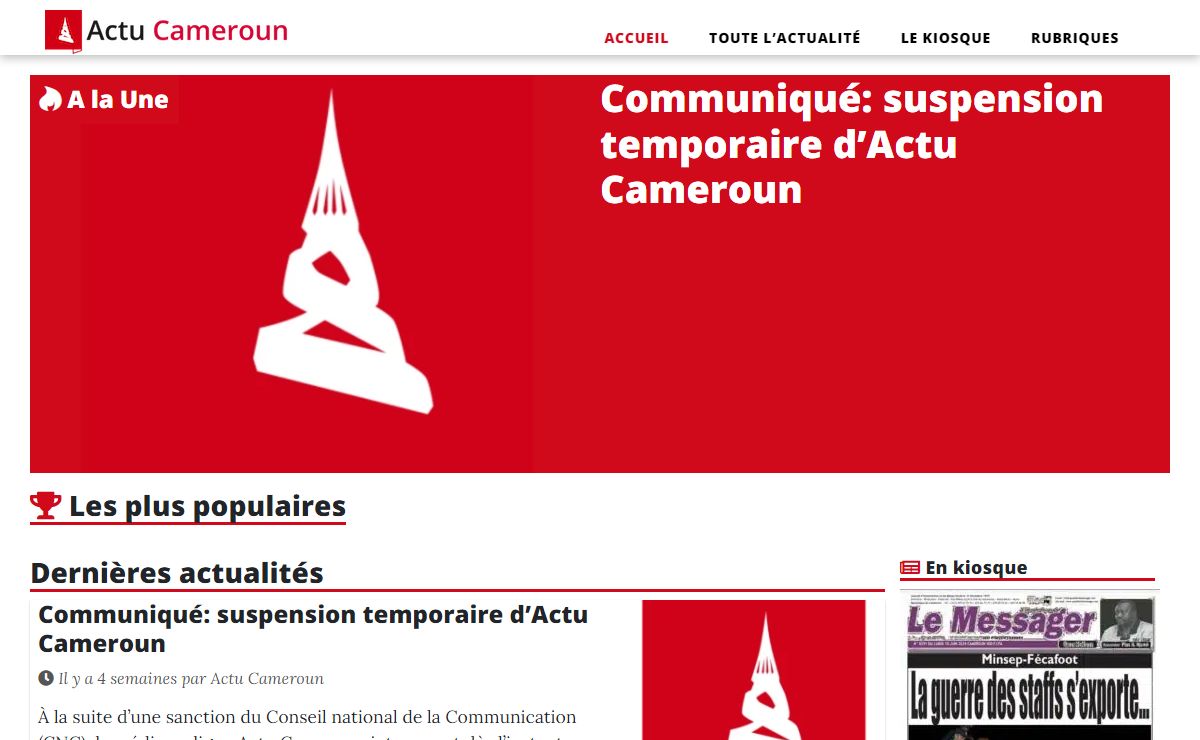 Actu Cameroun - Infos, news et videos d'actualités camerounaises