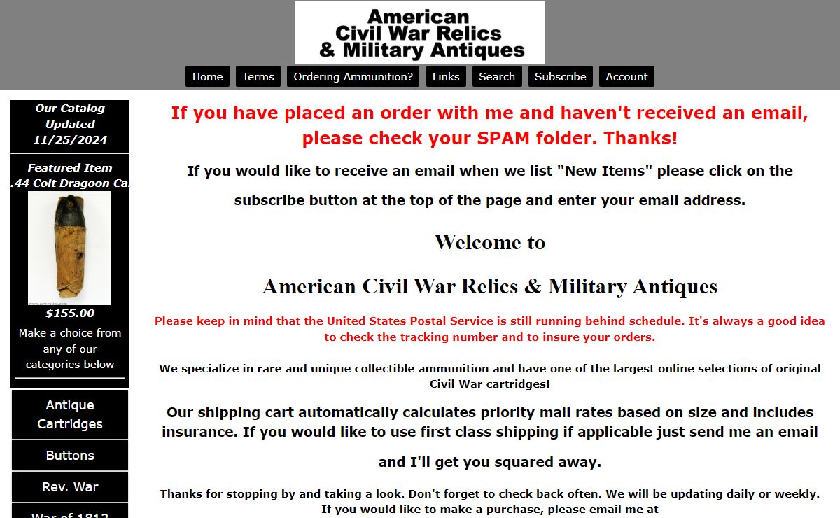 American Civil War Relics Home