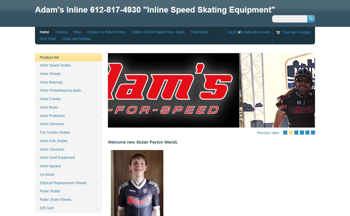 Adam's Inline 612-817-4930 "Inline Speed Skating Equipment"
