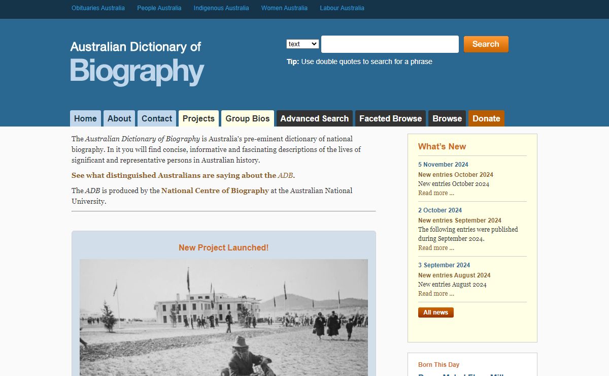 ADB Home - Australian Dictionary of Biography