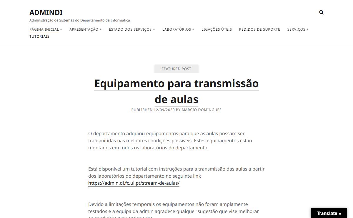 ADMINDI – Administração de Sistemas do Departamento de Informática
