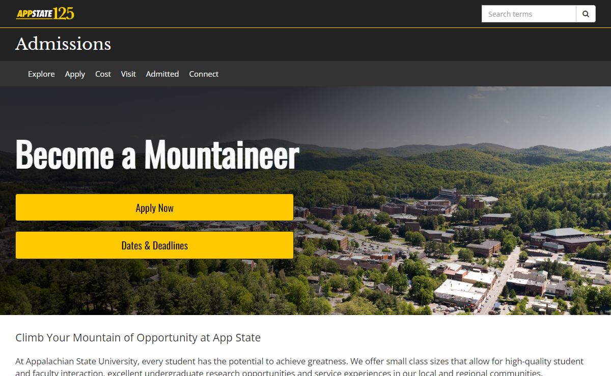 Admissions | Appalachian State University