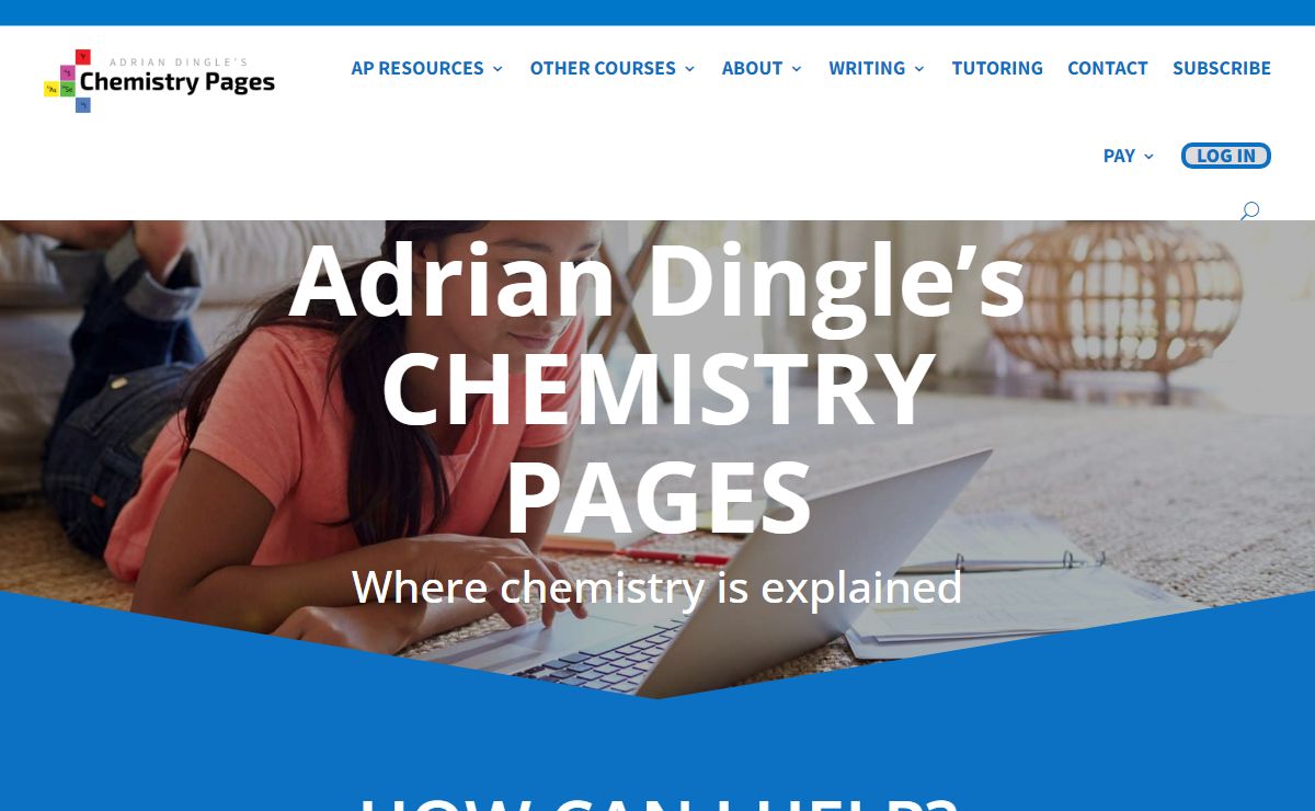 Adrian Dingle's Chemistry Pages - Chemistry Educator, Tutor, Author & Freelancer