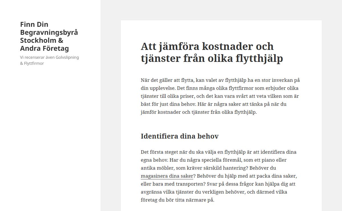 Finn Din Begravningsbyrå Stockholm & Andra Företag – Vi recenserar även Golvslipning & Flyttfirmor