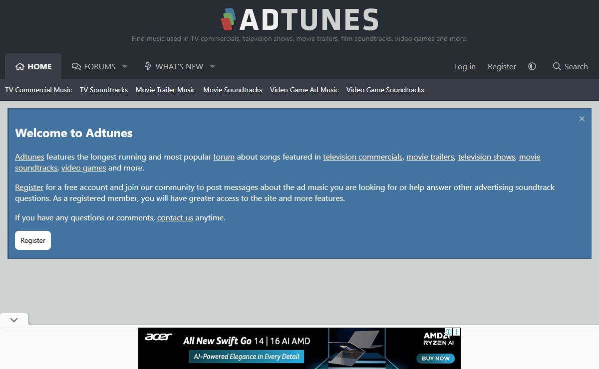 Adtunes - Find music used in TV commercials, television shows, movie trailers, film soundtracks, video games and more.
