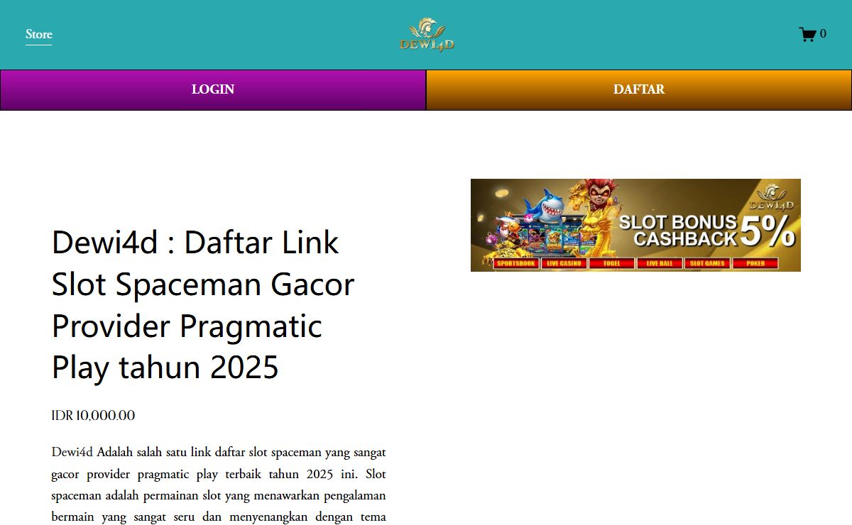 Dewi4d : Daftar Link Slot Spaceman Gacor Provider Pragmatic Play tahun 2025