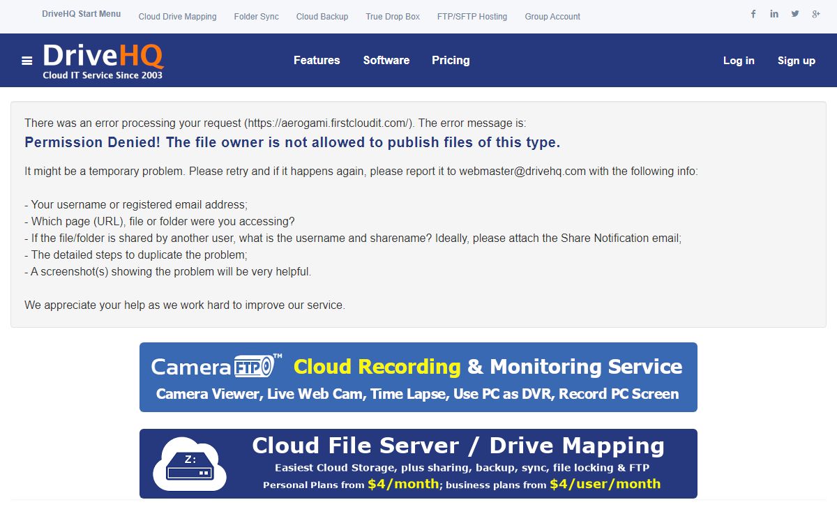 DriveHQ Error Page