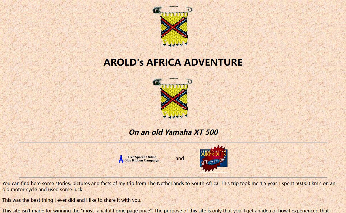 AROLD's AFRICA ADVENTURE on a motorcycle.