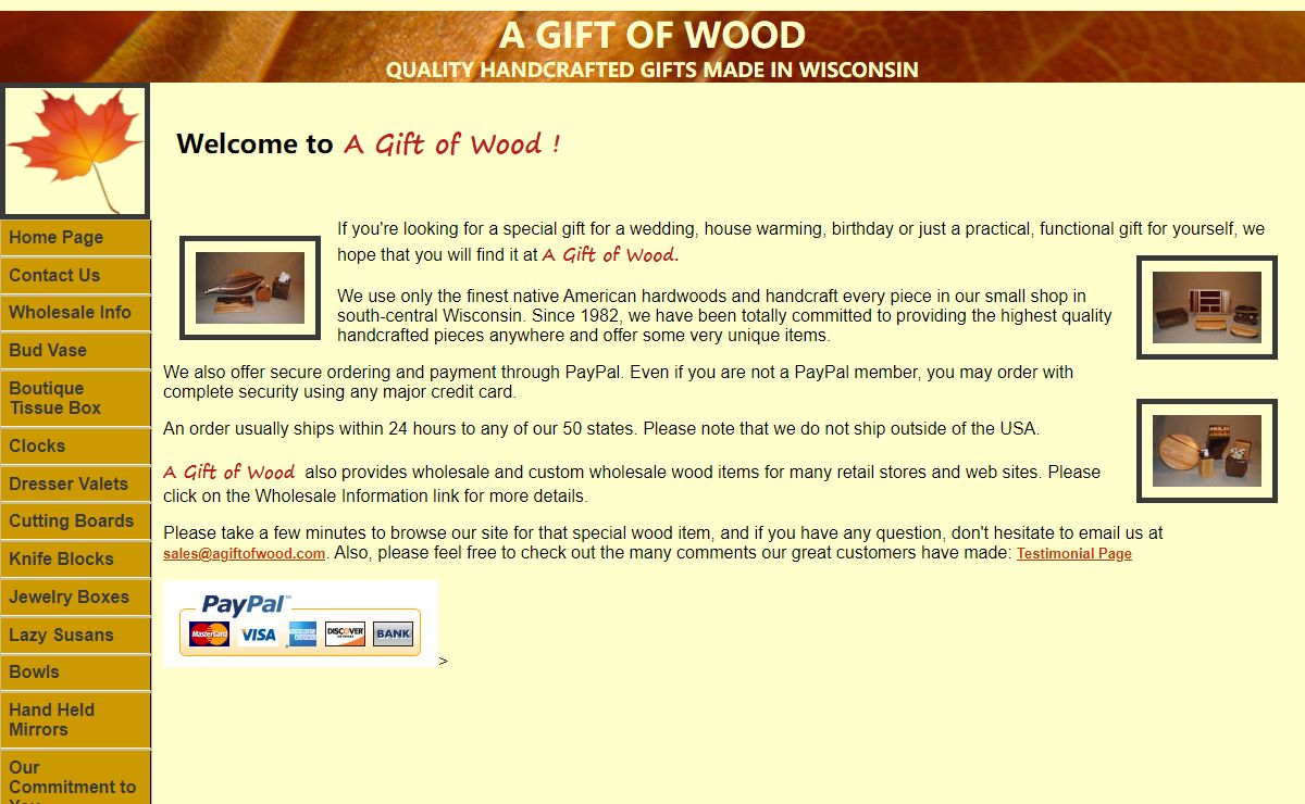 A Gift of Wood Home Page