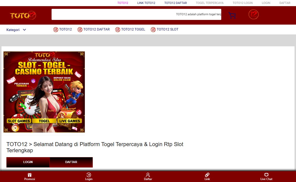 TOTO12 > Selamat Datang di Platform Togel Terpercaya & Login Rtp Slot Terlengkap