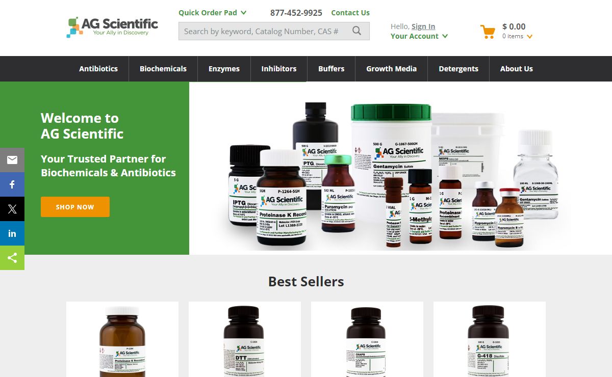 Trusted Partner for Biochemicals and Antibiotics - AG Scientific