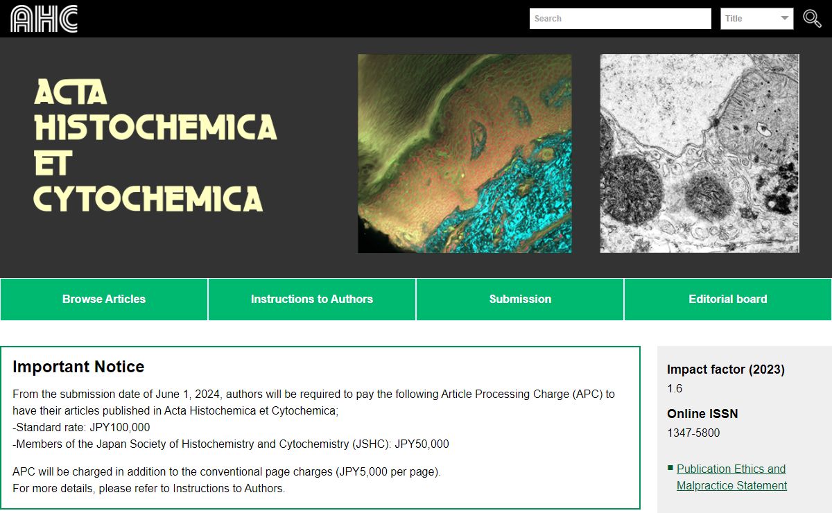 Acta Histochemica et Cytochemica (AHC) | Acta Histochemica et Cytochemica (AHC)