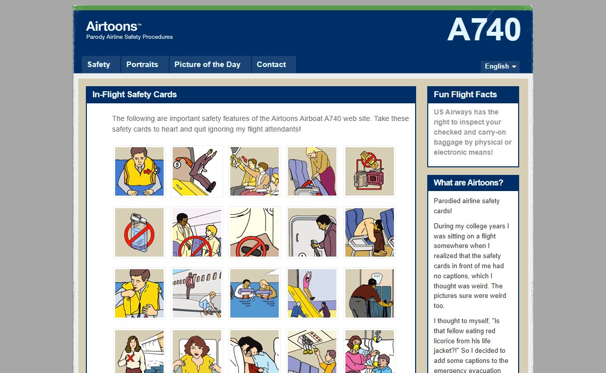 safety cards, airline safety, illustration, flight, evacuation, instructions, procedures, Airtoons Home