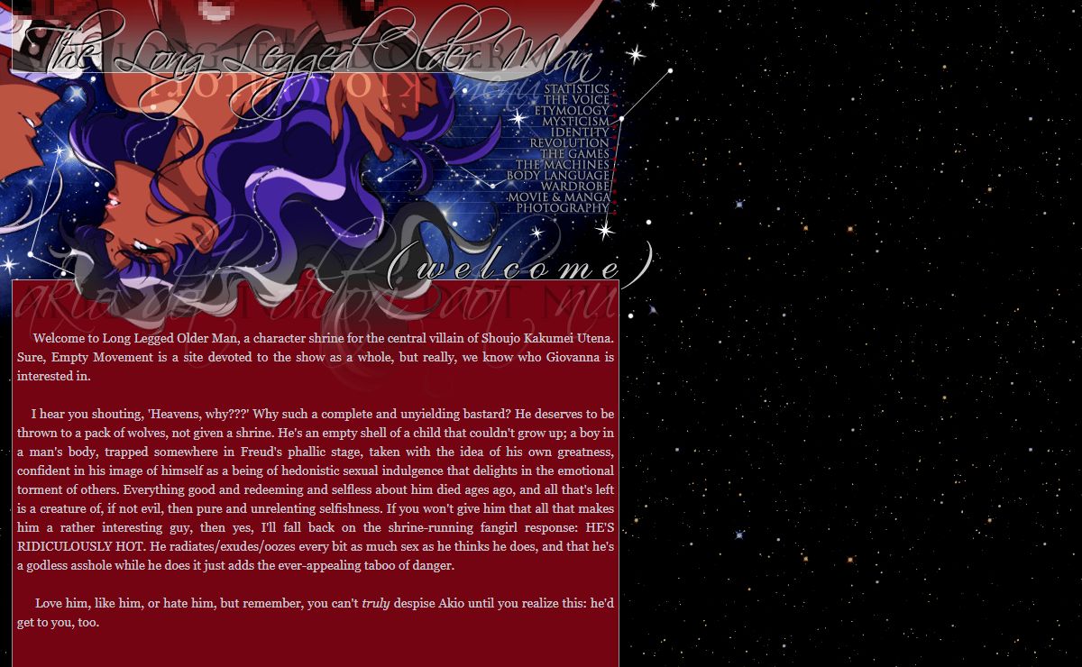 The Long Legged Older Man {Utena may be the hero, but Akio has all the fun.}