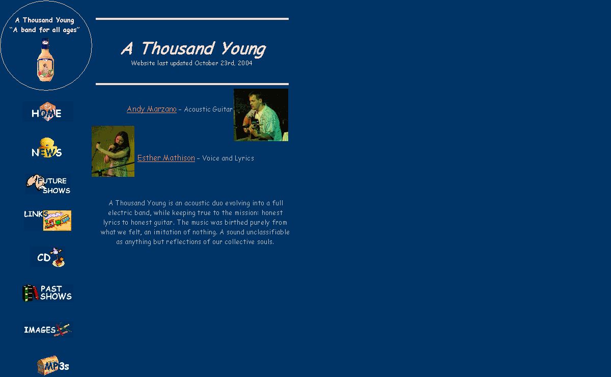 A Thousand Young Website last updated October 23rd, 2004