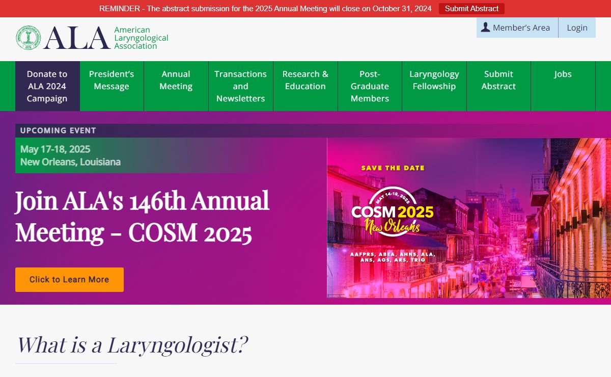 American Laryngological Association | Official site of the ALA